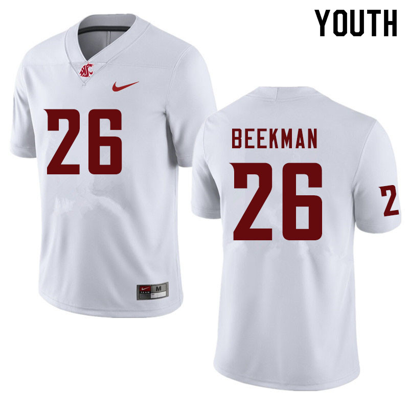 Youth #26 Bryce Beekman Washington State Cougars College Football Jerseys Sale-White